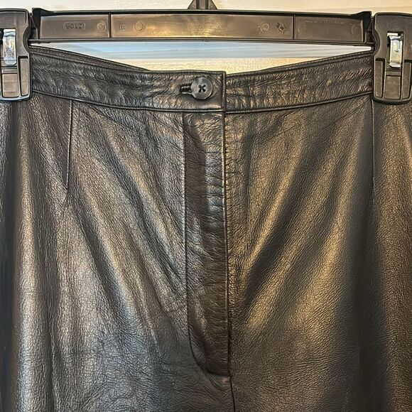 Apostrophe Women’s Genuine Black Leather Lined Straight Leg Pants Size 12 - Picture 4 of 10